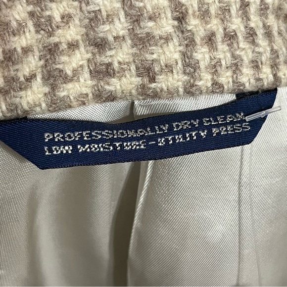 Austin Reed Wool Blend Tan Houndstooth Unisex Blazer Sz-XL - Picture 11 of 12